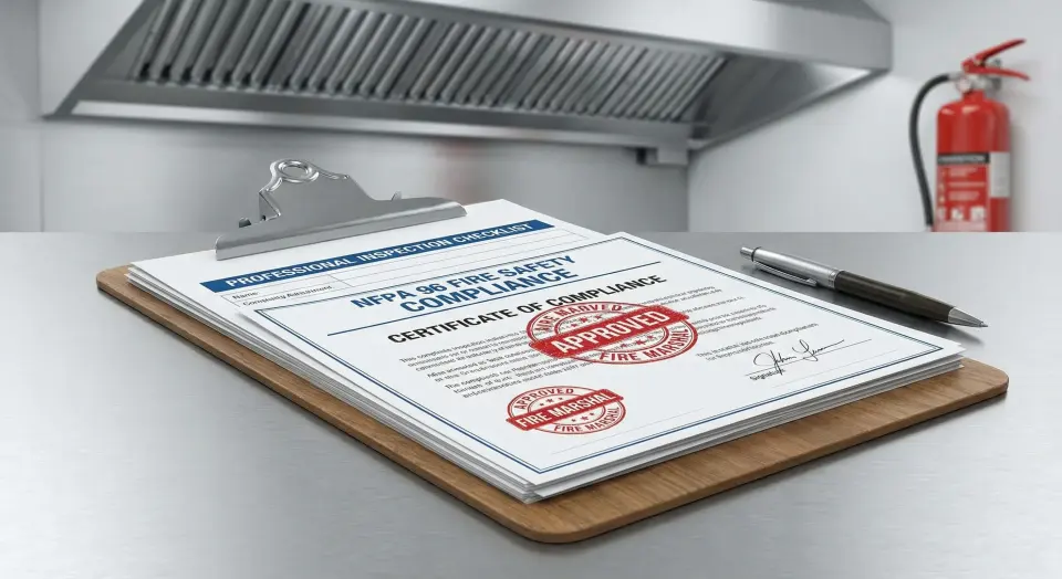 Close up of rooftop grease containment pads on a commercial kitchen fan